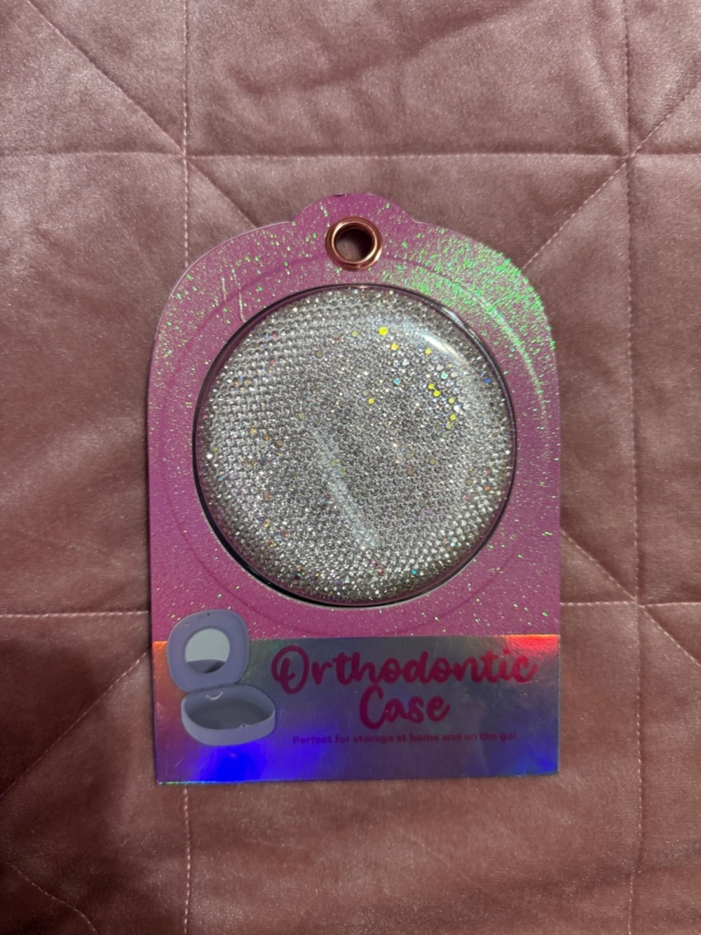 Orthodontic Case - Pink Glitter Rhinestone Storage